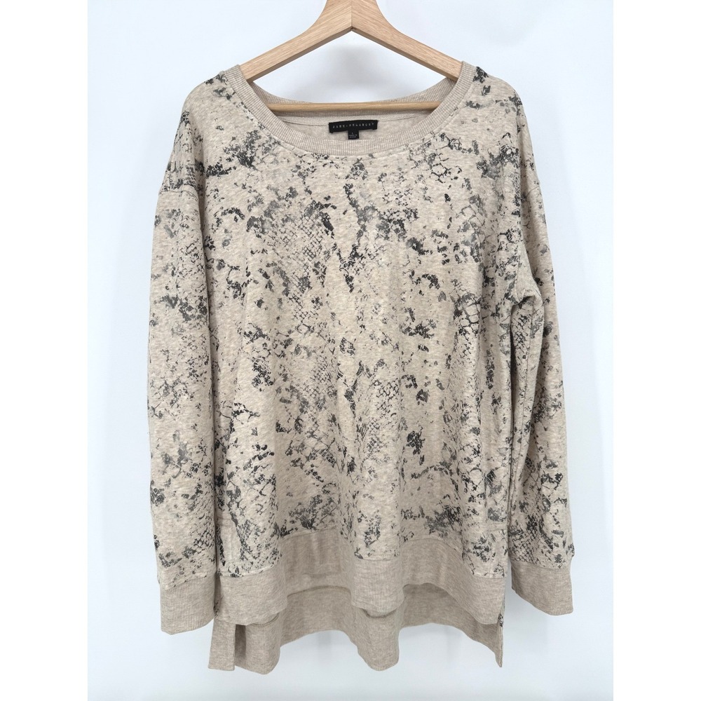 Jane + Delancey Tan Snake Print Long Sleeve Crewneck Sweatshirt Top Women's L